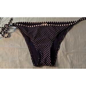 MESSIMO - String Bikini Bottom Size S Womens Black With White Dots